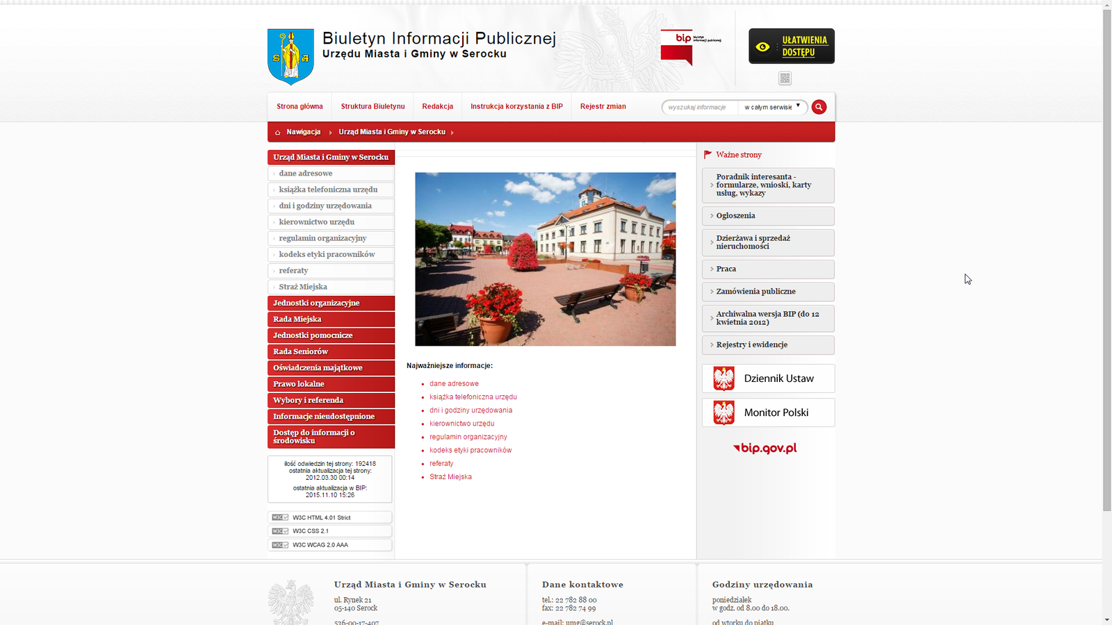 Biuletyn Informacji Publicznej Urzędu Miasta i Gminy w Serocku Biuletyn Informacji Publicznej Urzędu Miasta i Gminy w Serocku