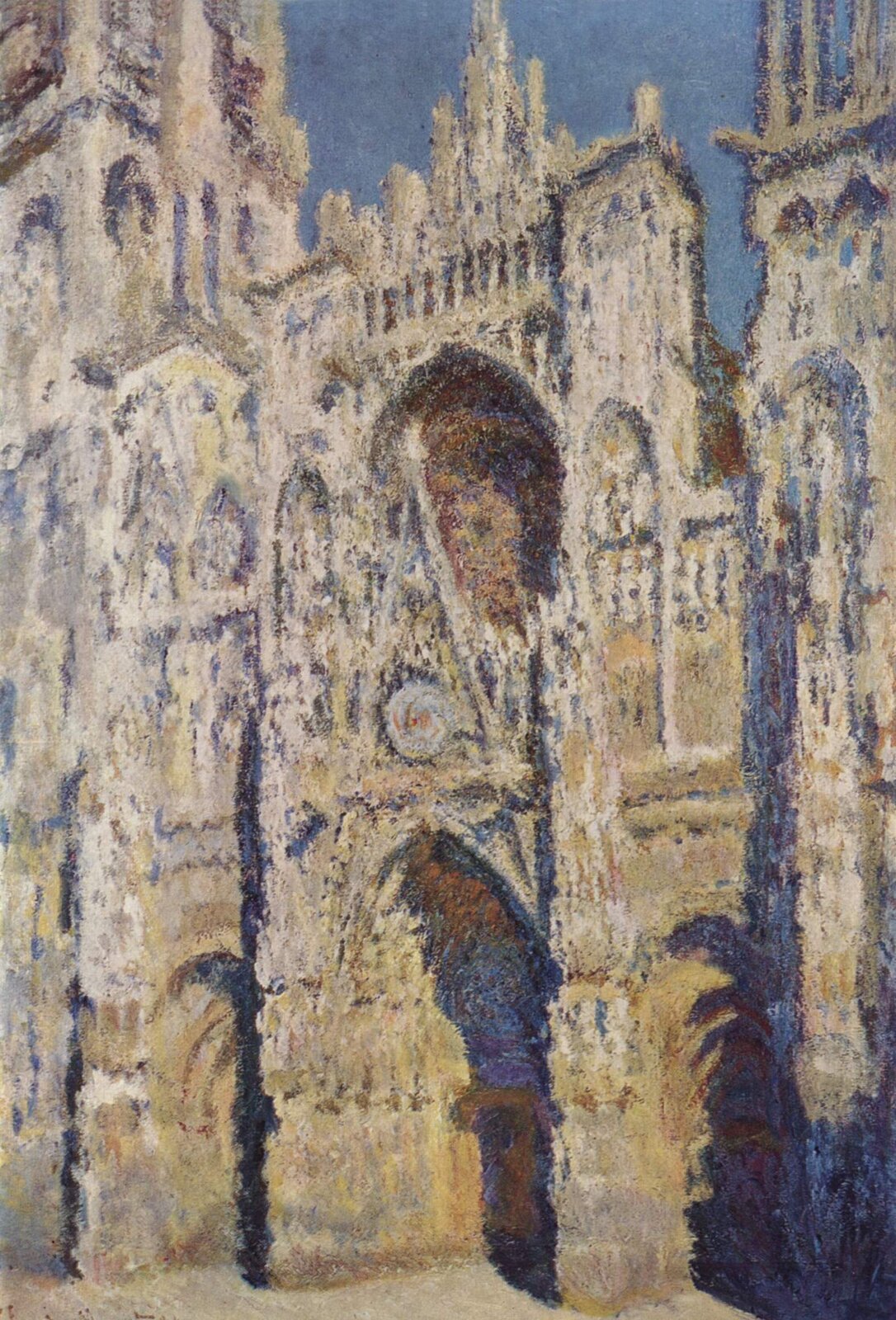 Ilustracja przedstawia obraz Claude Moneta pt. „Katedra w Rouen”. Obraz pochodzi z 1894 roku. Na obrazie przedstawiono paryską katedrę. Artysta za pomocą plam oraz światła nadał budowli rzeczywisty kształt oraz przestrzeń. Widoczne są liczne zdobienia elewacji oraz półkoliste okna i masywne kolumny katedry.
