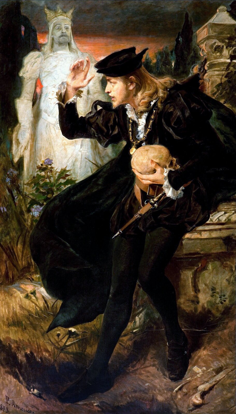 Wizja Hamleta Źródło: Pedro Américo, Wizja Hamleta, 1893, olej na płótnie, Pinacoteca do Estado de São Paulo, domena publiczna.