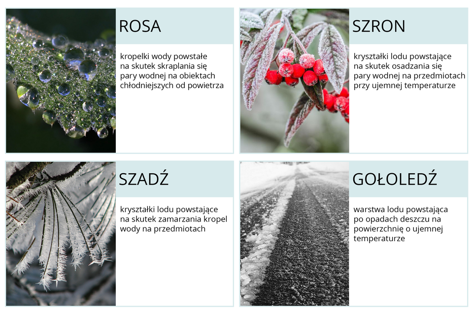 Zdjęcie rosy, szadzi, szronu, gołoledzi z opisami