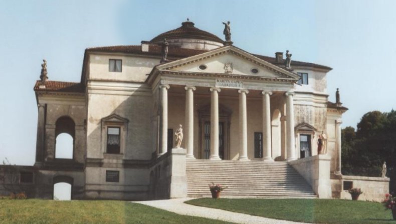 Jedno z najsłynniejszych dzieł Palladia „Villa Rotonda" w miejscowości Vicenza w północno-wsch. Włoszech. Jedno z najsłynniejszych dzieł Palladia „Villa Rotonda" w miejscowości Vicenza w północno-wsch. Włoszech. Źródło: Tzzzpfff, Wikipedia Commons, licencja: CC BY-SA 3.0.