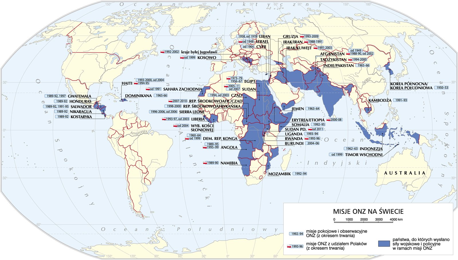 mapa - misje ONZ