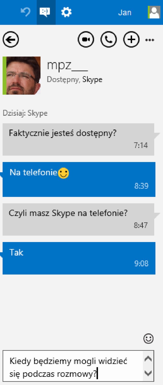 Zrzut okna: Wiadomości
