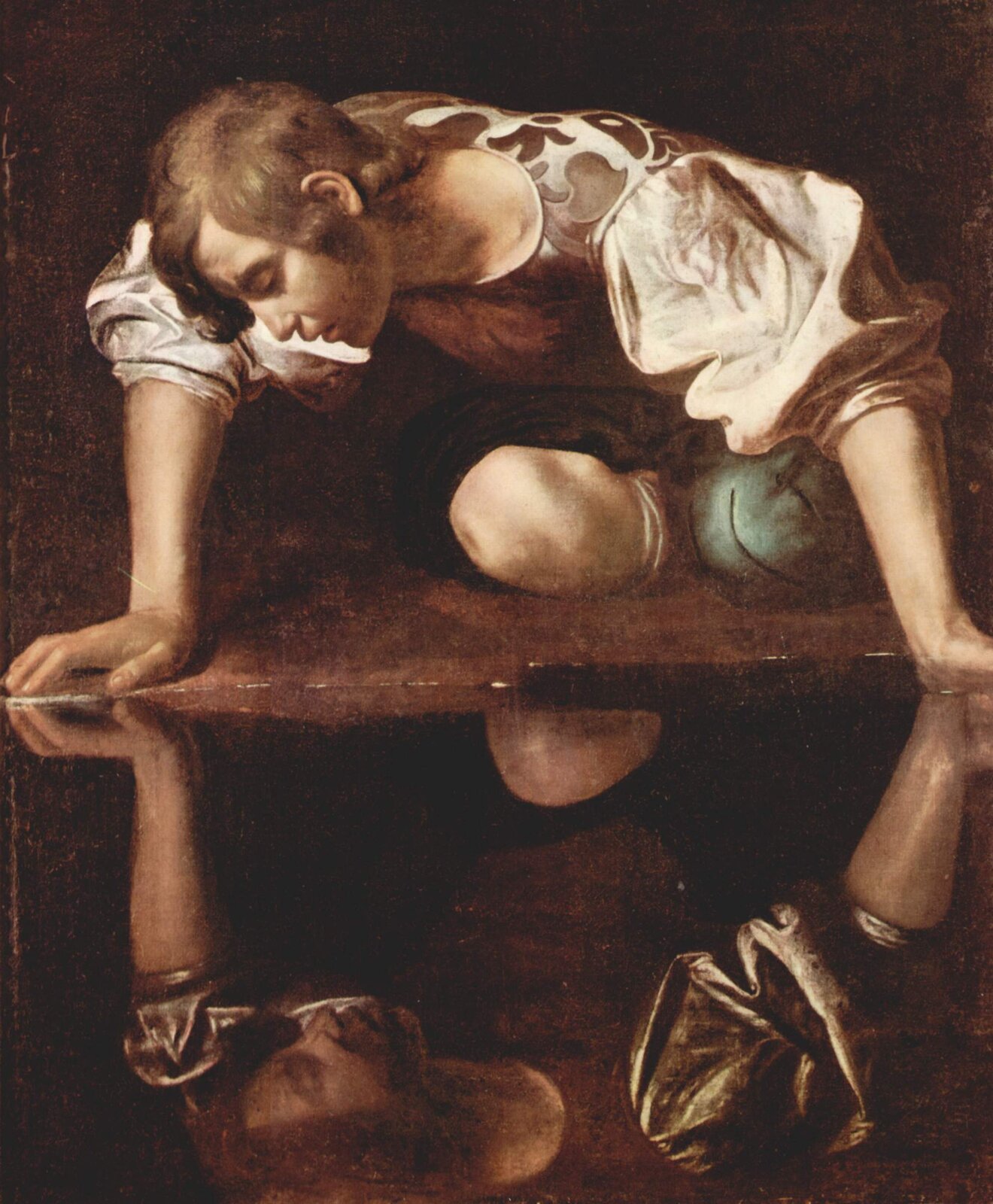 Narcyz Źródło: Michelangelo Merisi da Caravaggio, Narcyz, 1594-1596, Olej na płótnie, Galleria Nazionale d'Arte Antica, licencja: CC 0.