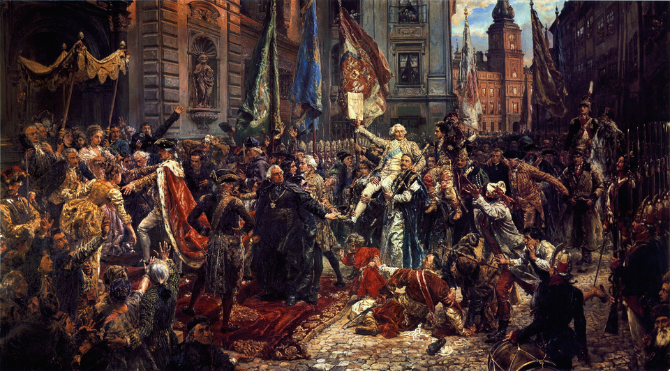 Konstytucja 3 Maja 1791 roku Konstytucja 3 Maja 1791 roku Źródło: Jan Matejko, Konstytucja 3 Maja 1791 roku, 1891, Zamek Królewski w Warszawie, domena publiczna.