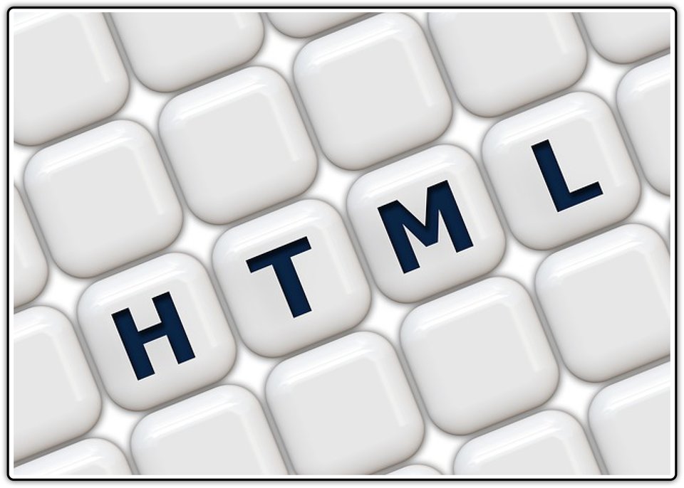 Ilustracja przedstawiająca fragment klawiatury z widocznym napisem HTML