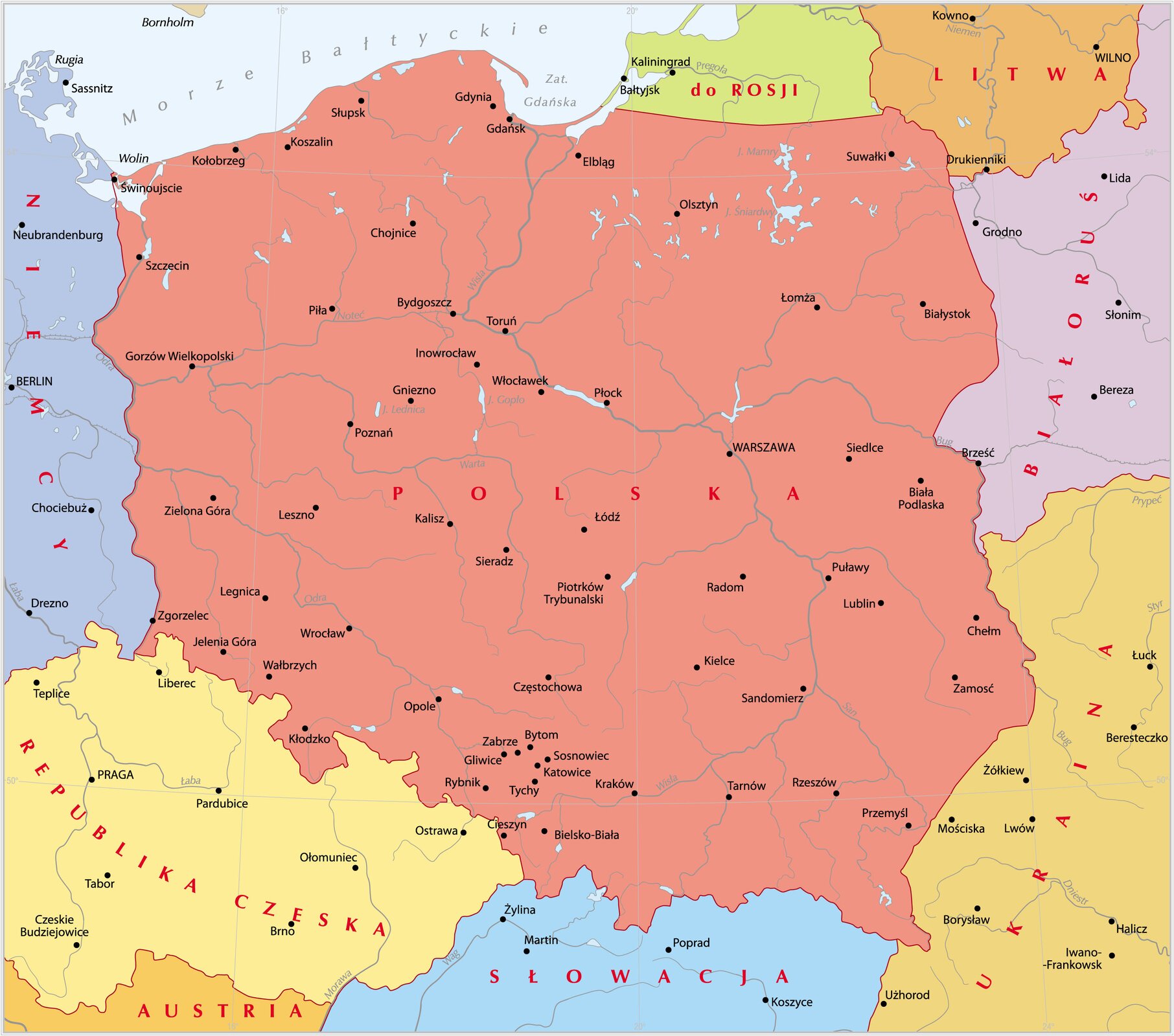 Mapa współczesnej Polski Mapa współczesnej Polski Źródło: Krystian Chariza i zespół, licencja: CC BY 3.0.