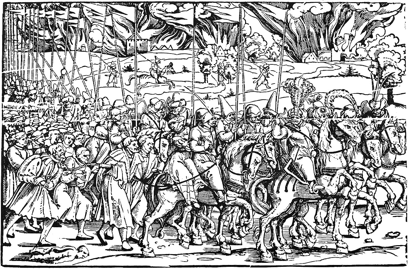 Turecki jasyr Turecki jasyr prowadzony podczas wojen węgierskich w XVI w. Źródło: Erhard Schön, Turecki jasyr, po. 1530, domena publiczna.