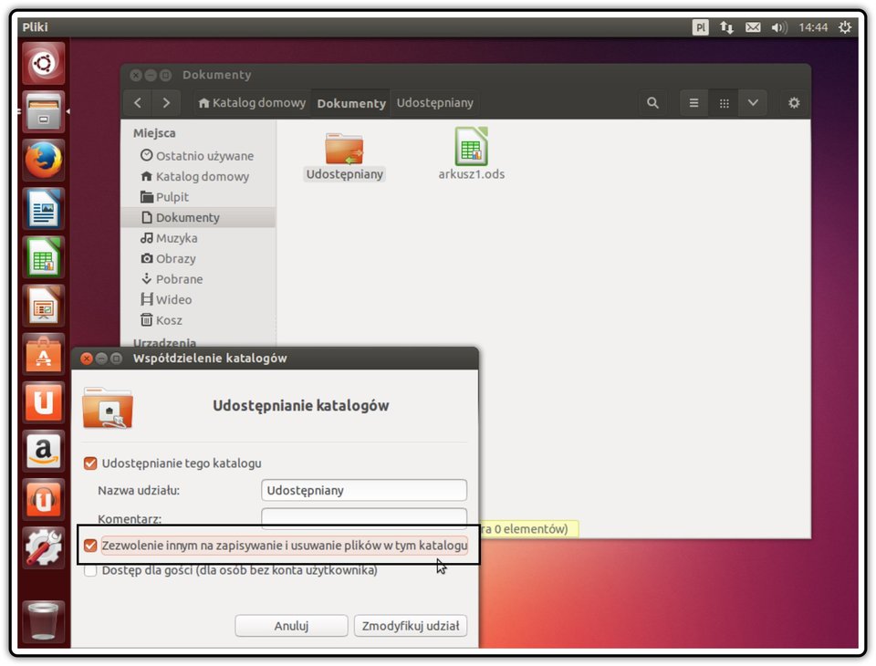 Ilustracja przedstawiająca: Krok 8 udostępniania zasobów w systemie Linux Ubuntu