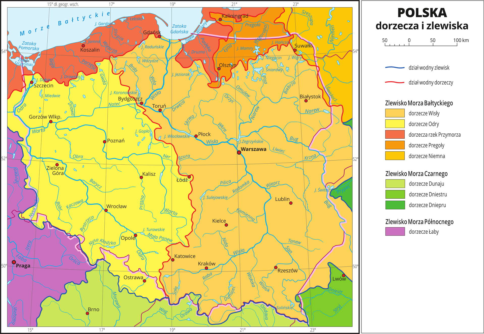 Zlewiska i dorzecza na obszarze Polski