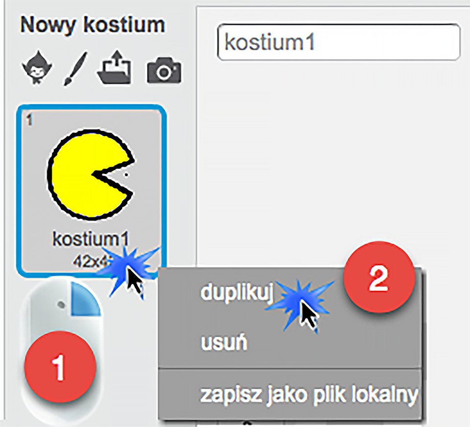 Ilustracja przedstawiająca sposób powielenia kostiumu duszka