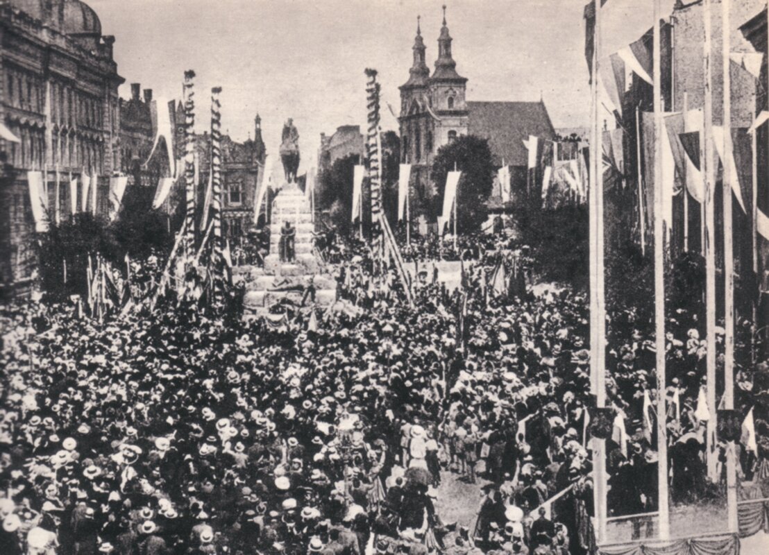 Uroczystość odsłonięcia Pomnika Grunwaldzkiego w Krakowie, 15 lipca 1910 r.