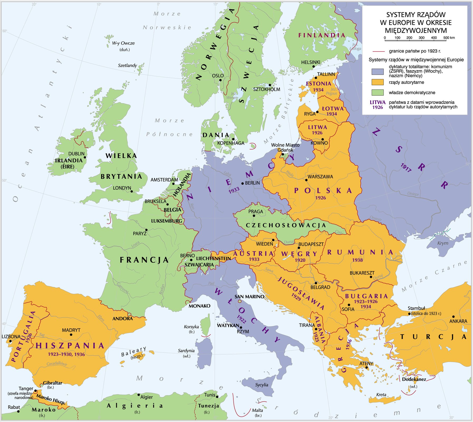 Systemy rządów w międzywojennej Europie Systemy rządów w międzywojennej Europie Źródło: Krystian Chariza i zespół, licencja: CC BY 3.0.