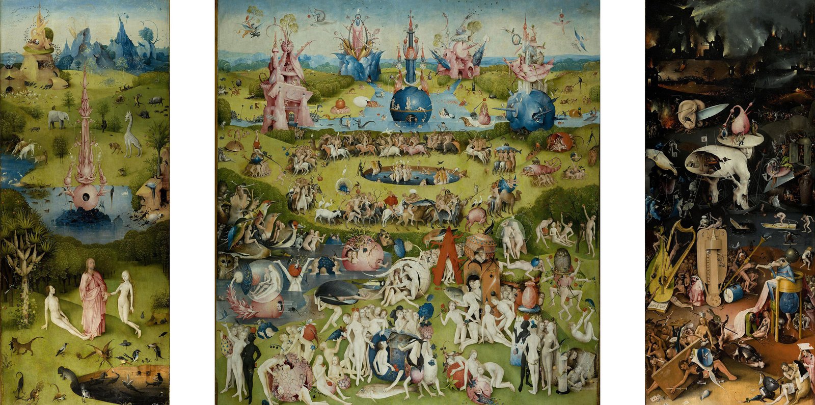 Ogród rozkoszy ziemskich Źródło: Hieronim Bosch, Ogród rozkoszy ziemskich, ok. 1500, olej na desce, Prado, Madryt, domena publiczna.