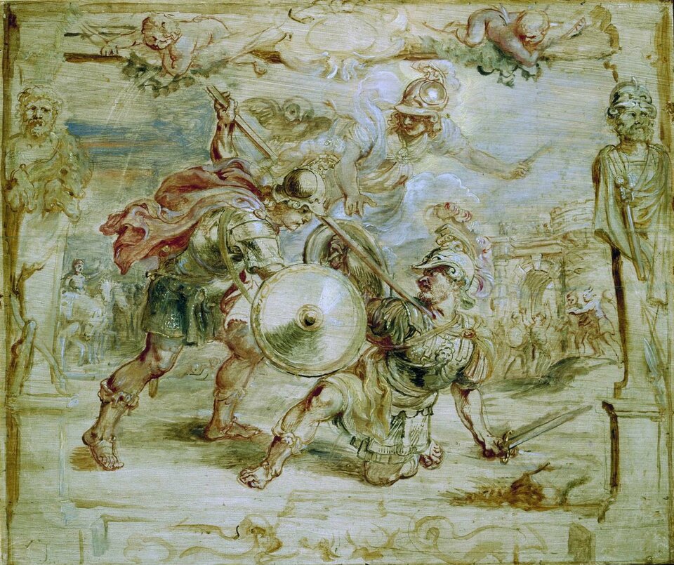Śmierć Hektora Źródło: Peter Paul Rubens, Śmierć Hektora, 1630–1635, olej na desce, Museum Boijmans Van Beuningen, domena publiczna.