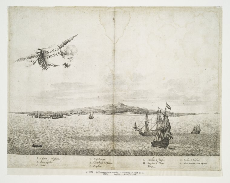 Rycina z XVII w. przedstawiająca wyspę Św. Tomasza Rycina z XVII w. przedstawiająca wyspę Św. Tomasza Źródło: Frans Jansz, 1645, domena publiczna.