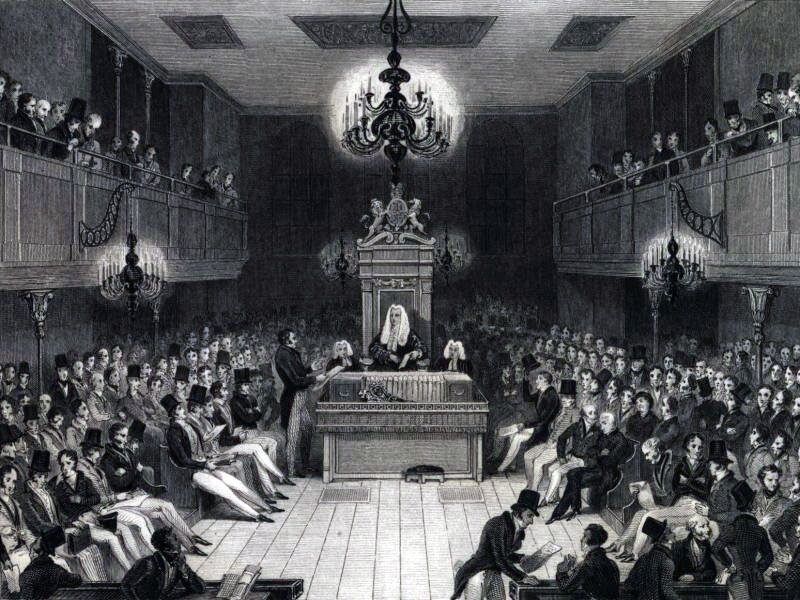 Debata oxfordzka w parlamencie brytyjskim w 1834 roku Debata oxfordzka w parlamencie brytyjskim w 1834 roku Źródło: domena publiczna.