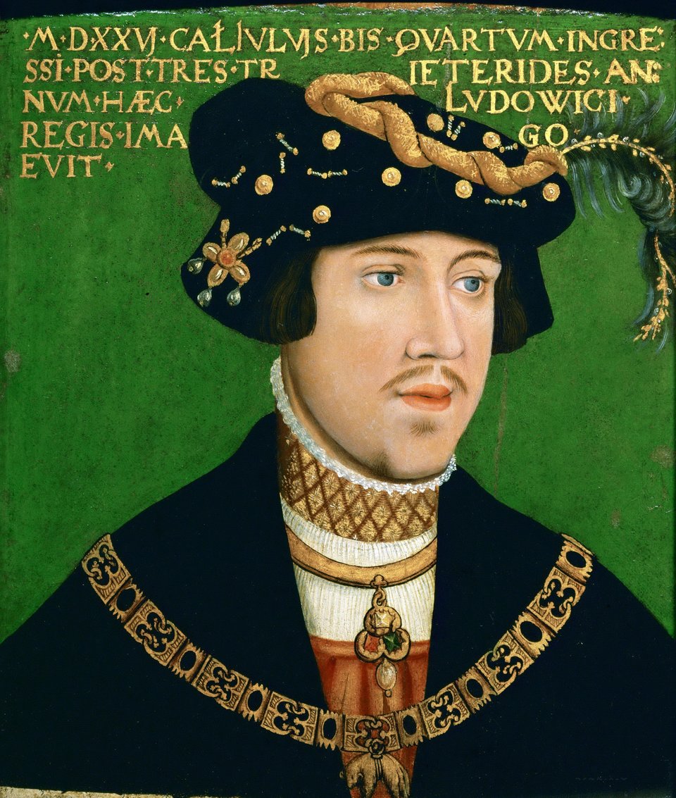 Portret Ludwika Jagiellończyka, który poległ w bitwie pod Mohaczem w 1526 r. Obraz Hansa Kralla w Kunsthistorische Museum w Wiedniu Portret Ludwika Jagiellończyka, który poległ w bitwie pod Mohaczem w 1526 r. Obraz Hansa Kralla w Kunsthistorische Museum w Wiedniu Źródło: Hans Krell, ok. 1522, Kunsthistorisches Museum, domena publiczna.