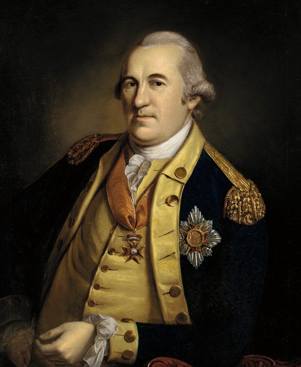 Portret generała Friedricha Wilhelma von Steubena Portret generała Friedricha Wilhelma von Steubena. Obraz namalowany ok. 1780 r. przez Charlsa Willsona Peale obecnie własność Muzeum w Filadelfii. Źródło: Charles Willson Peale, Portret generała Friedricha Wilhelma von Steubena, 1780, Olej na płótnie, Pennsylvania Academy of the Fine Arts, domena publiczna.