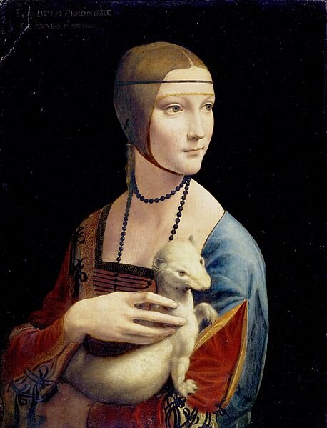 zdjęcie przedstawia obraz Leonardo da Vinci zatytułowany Dama z gronostajem