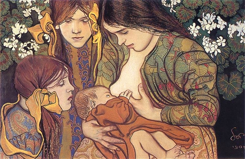 Macierzyństwo Źródło: Stanisław Wyspiański, Macierzyństwo, 1905, pastel, domena publiczna.