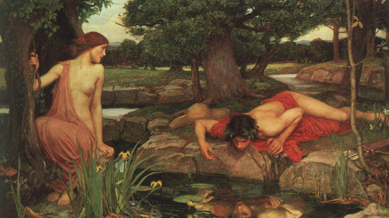 Echo i Narcyz Źródło: John William Waterhouse, Echo i Narcyz, 1903, Walker Art Gallery, domena publiczna.