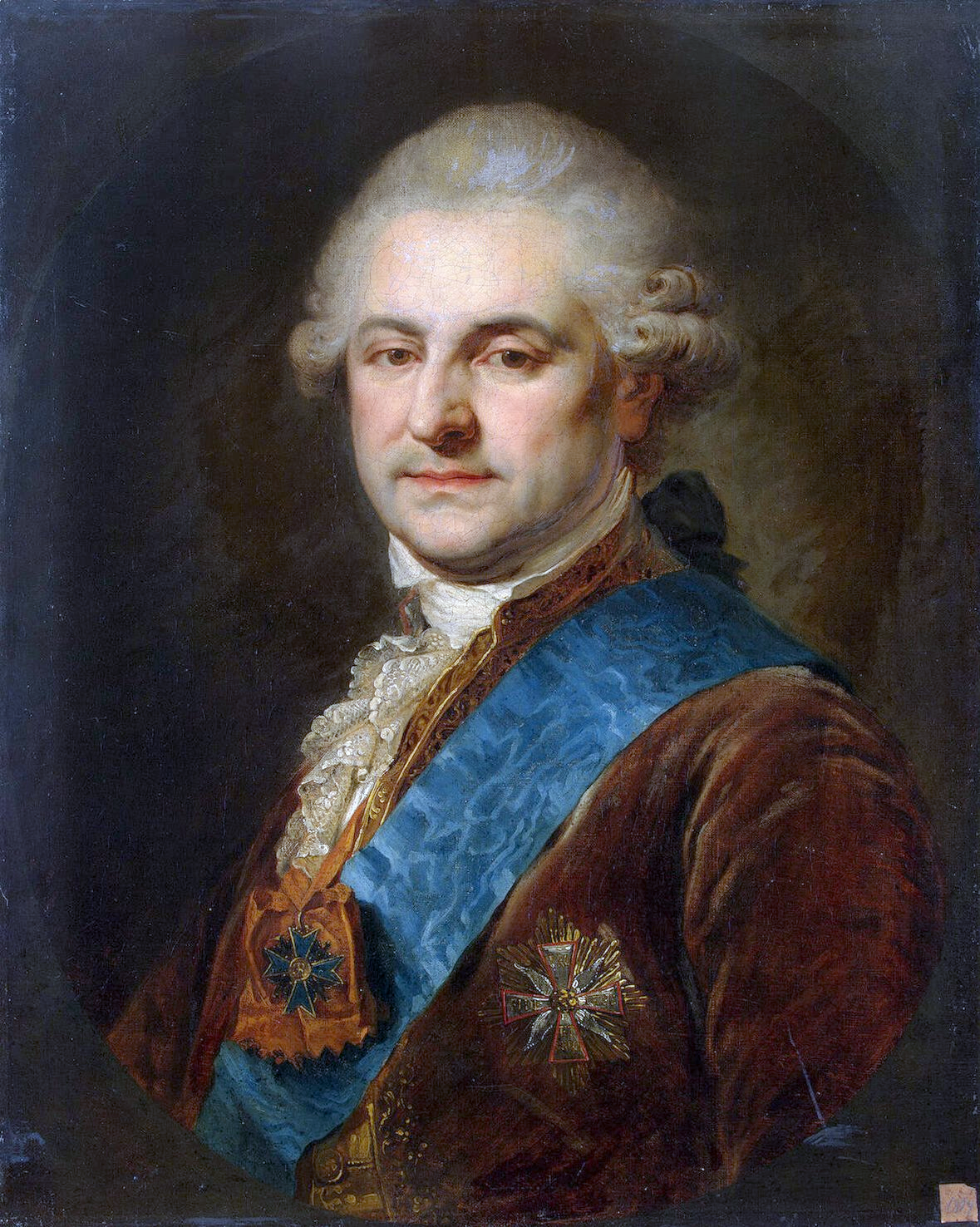 Stanisław August Poniatowski, ostatni władca Rzeczypospolitej Obojga Narodów, król Polski i wielki książę litewski w latach 1764–1795 Źródło: Jan Chrzciciel Lampi, Stanisław August Poniatowski, ostatni władca Rzeczypospolitej Obojga Narodów, król Polski i wielki książę litewski w latach 1764–1795, ok. 1788, olej na płótnie, Ermitaż, domena publiczna.