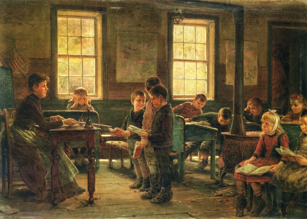 Wiejska szkoła Źródło: Edward Lamson Henry, Wiejska szkoła, 1890, olej na płótnie, Yale University Art Gallery, domena publiczna.