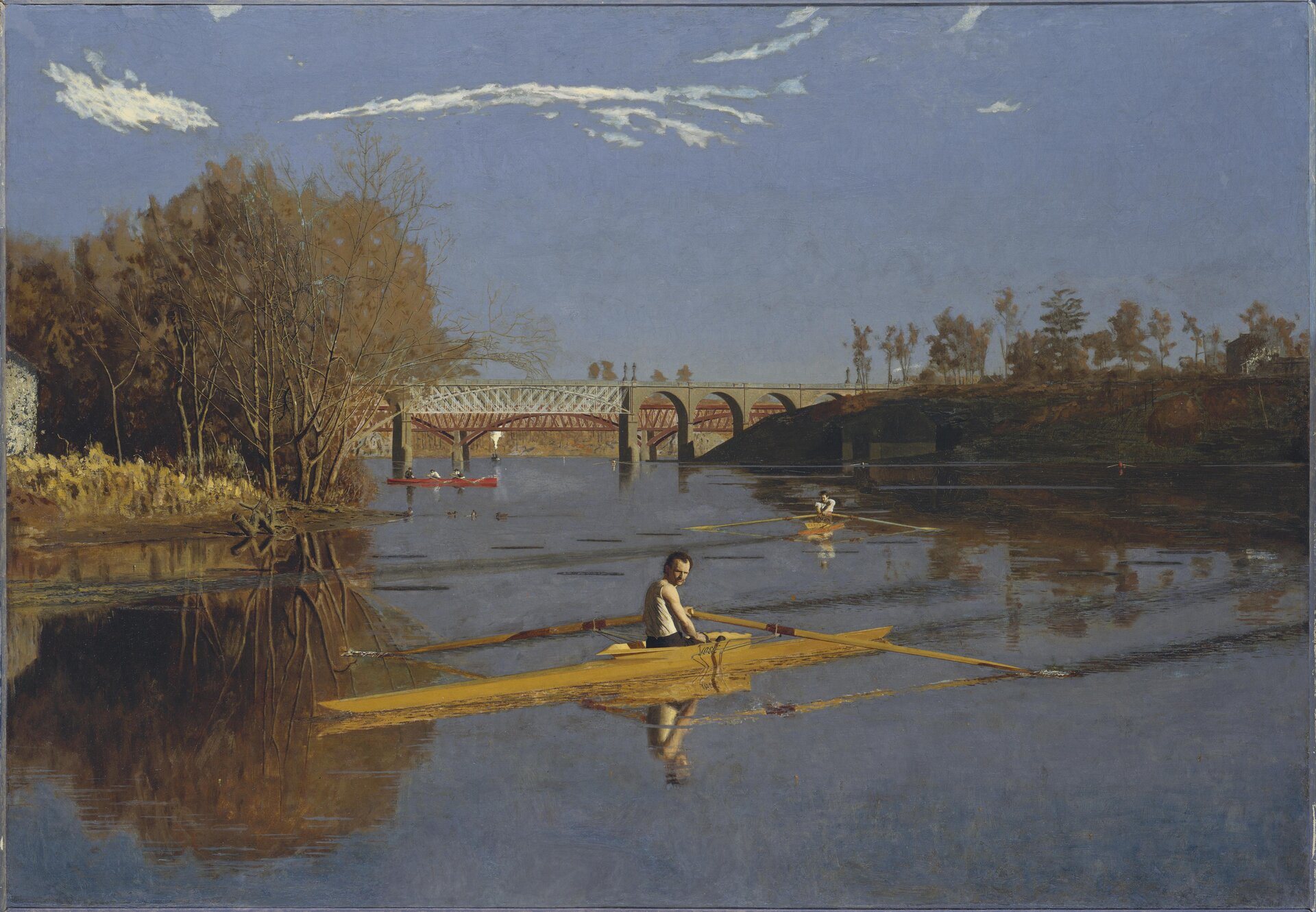 Max Schmitt w łodzi wiosłowej Źródło: Thomas Eakins, Max Schmitt w łodzi wiosłowej, 1871, olej na płótnie, Metropolitan Museum of Art, domena publiczna.