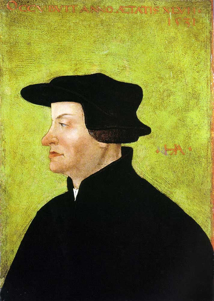 Ulrych Zwingli Źródło: Hans Asper, Ulrych Zwingli, ok. 1531, The Winterthur Museum of Art, domena publiczna.