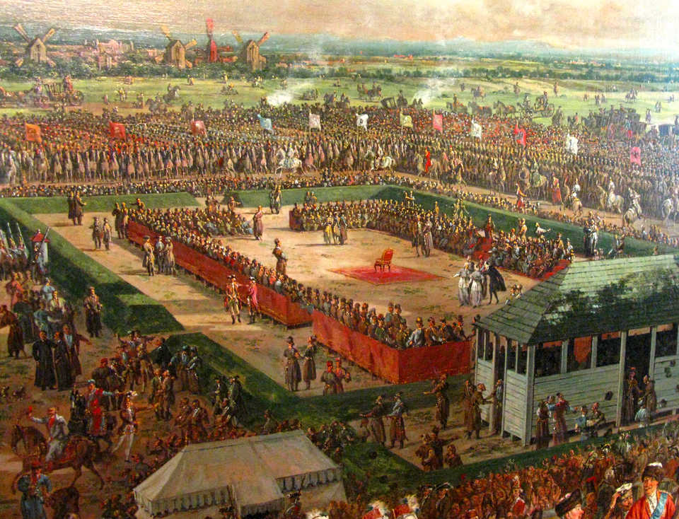 Elekcja Stanisława Augusta Poniatowskiego Źródło: Bernardo Bellotto, Elekcja Stanisława Augusta Poniatowskiego, domena publiczna.