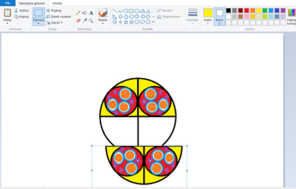 Zrzut okna programu Paint ilustrujący ostatni etap wykonania rozety