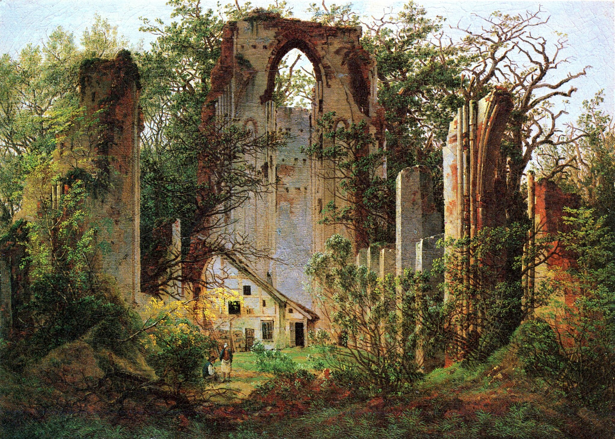 Ruiny klasztoru Eldena 1. Źródło: Caspar David Friedrich, Ruiny klasztoru Eldena, ok. 1825, olej na płótnie, Alte Nationalgalerie, Berlin, domena publiczna.