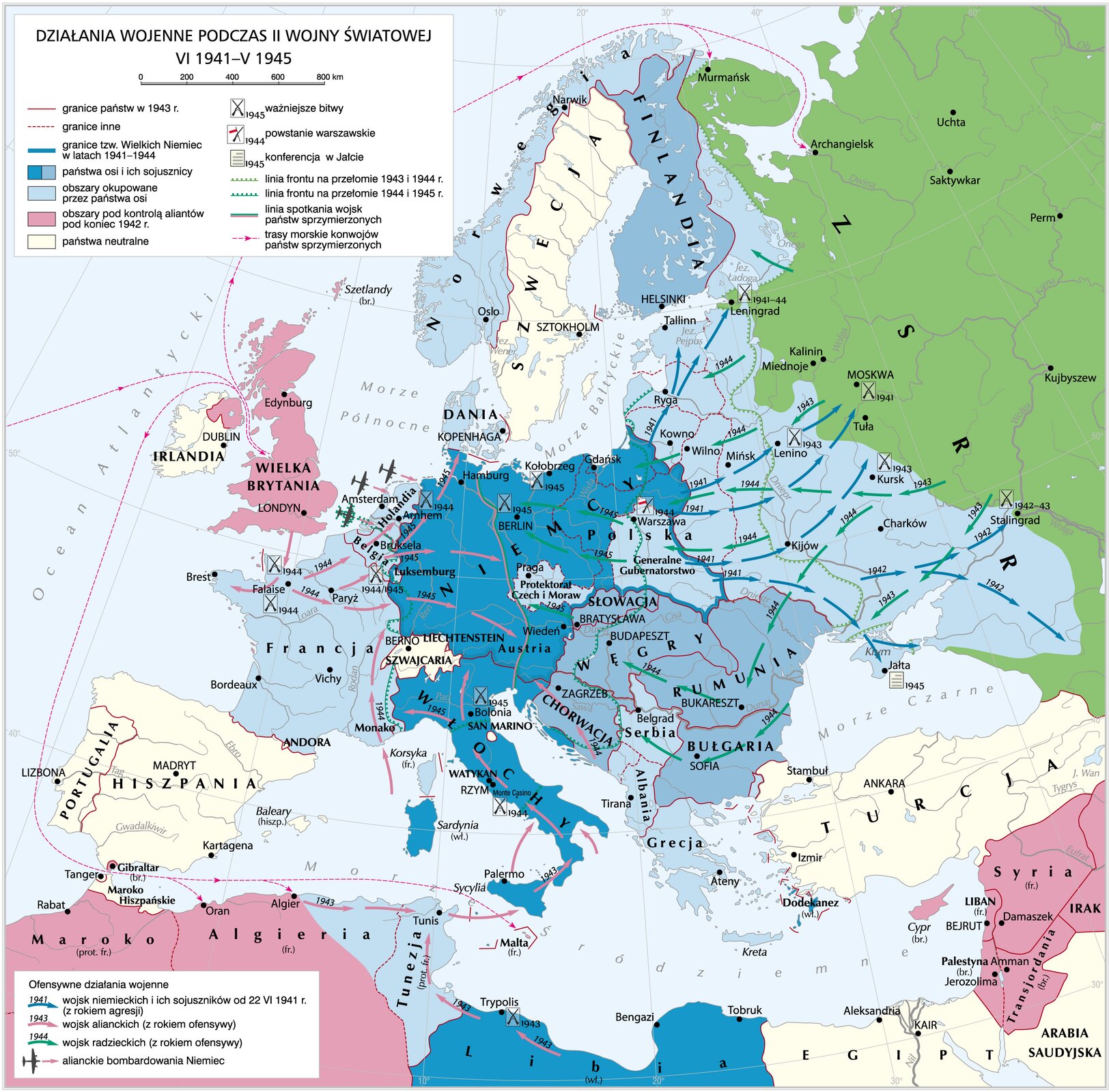 II wojna światowa w Europie w latach 1941–1945 II wojna światowa w Europie w latach 1941–1945 Źródło: Krystian Chariza i zespół, licencja: CC BY 3.0.