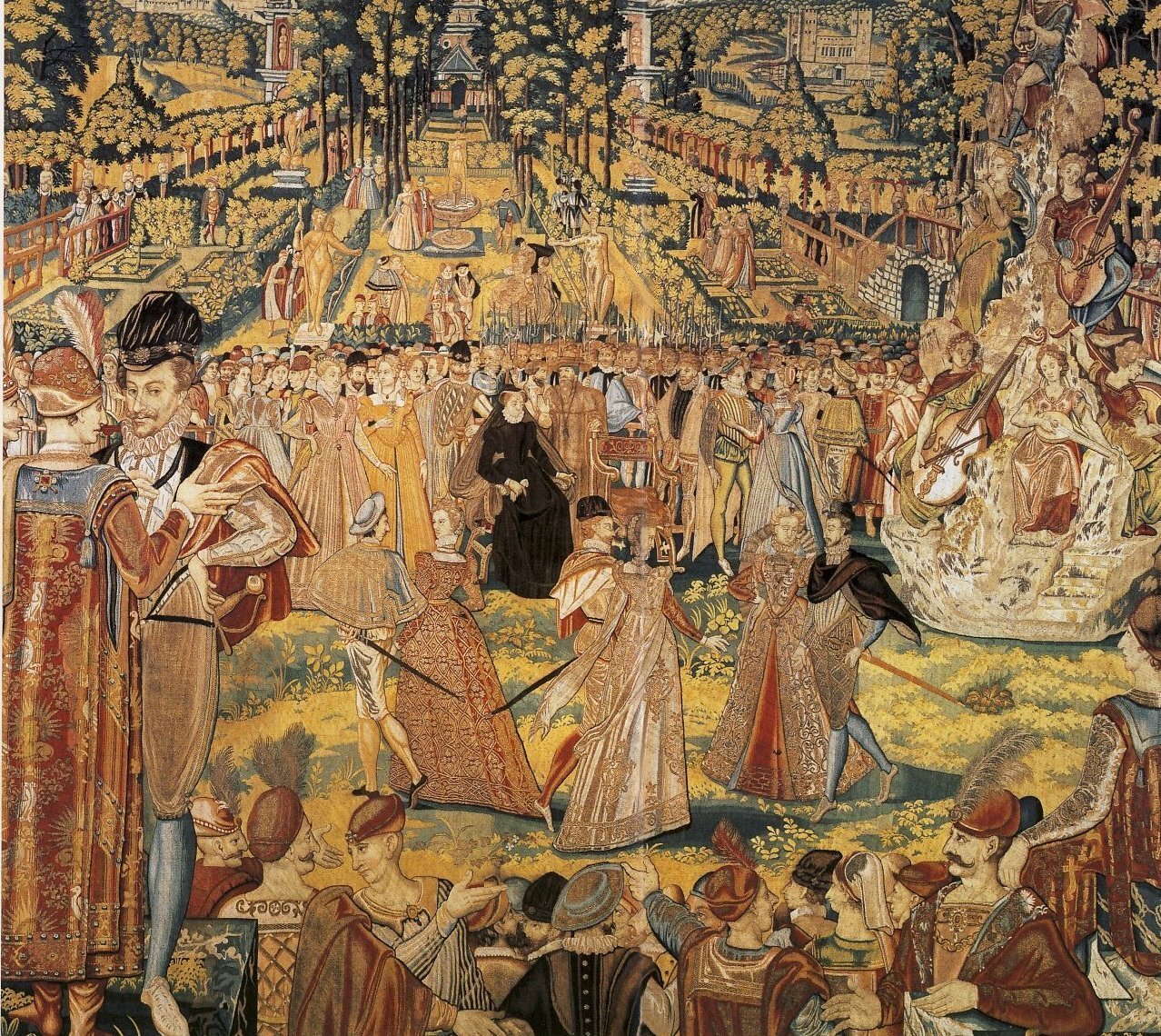 Tapiserie (arrasy) zamówione w 1580 r. przez królową wdowę Katarzynę Medycejską do Luwru. Przedstawiają bal wydany w Paryżu w 1573 roku na cześć poselstwa polskiego, które przybyło po elekcji Henryka Walezego, domena publiczna