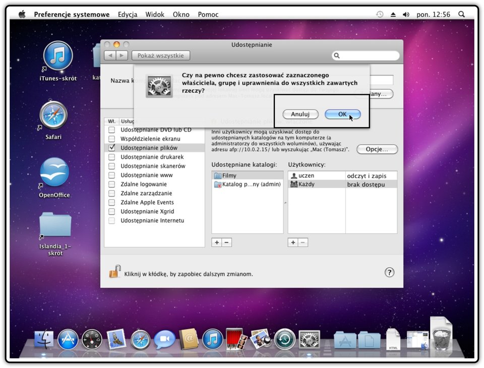 Ilustracja przedstawiająca: Krok 7 udostępniania innych katalogów w systemie Mac OS X