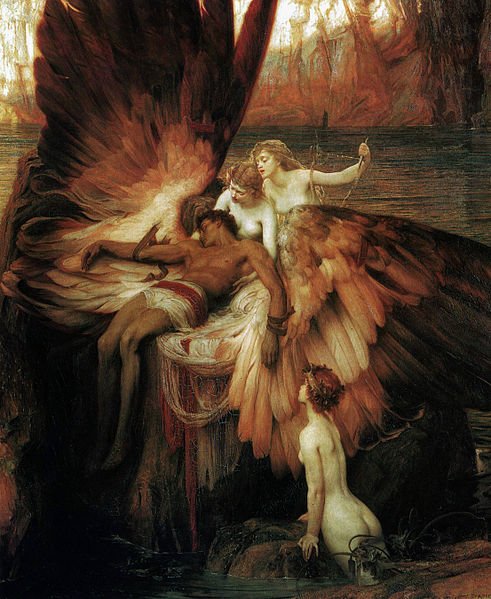 Opłakiwanie Ikara Źródło: Herbert James Draper, Opłakiwanie Ikara, 1898, domena publiczna.
