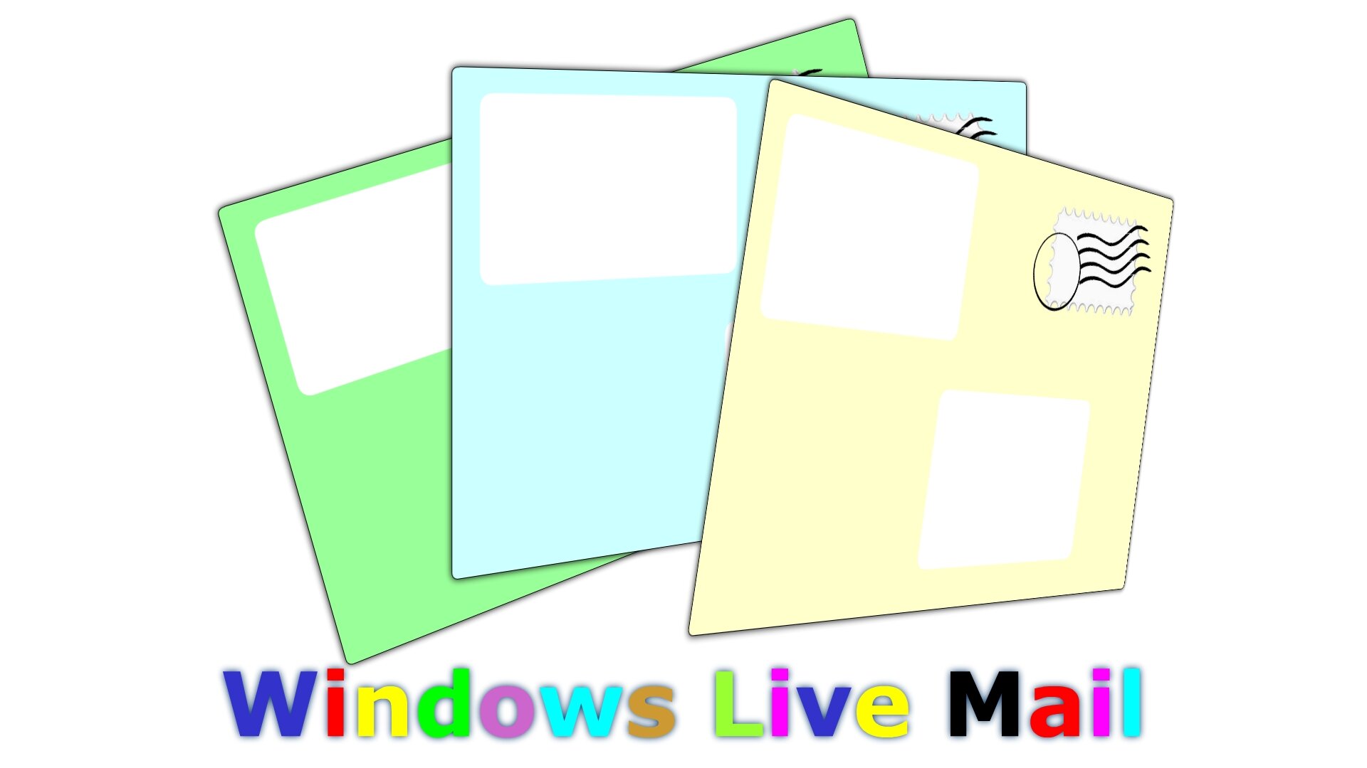 Ilustracja przedstawiająca trzy koperty i kolorowy napis Windows Live Mail