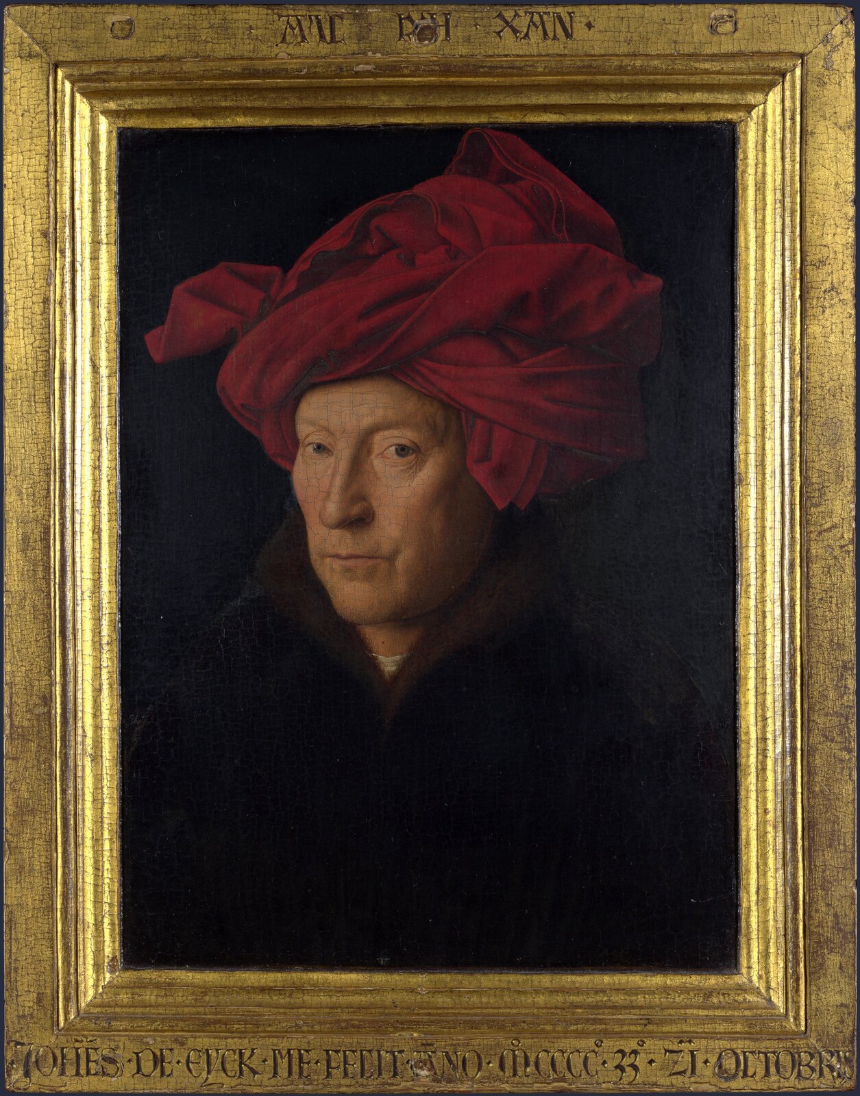 Autoportret (domniemany) Źródło: Jan van Eyck, Autoportret (domniemany), 1433, olej na desce, National Gallery, Londyn, domena publiczna.