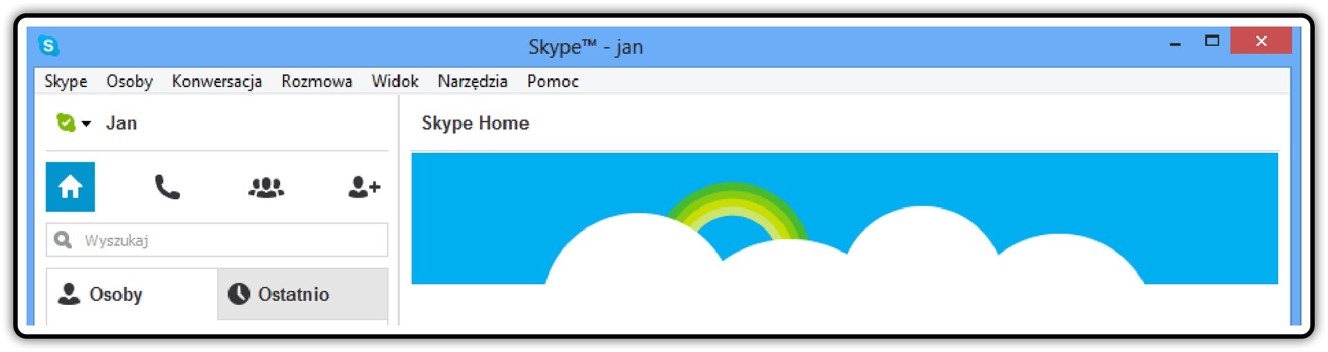 Zrzut fragmentu okna komunikatora Skype z widoczną nazwą użytkownika