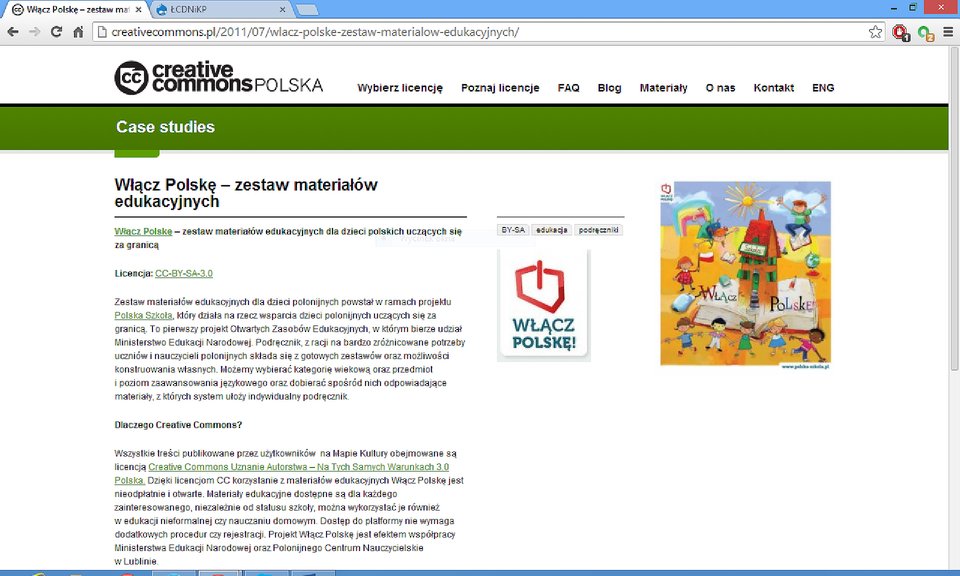 Zrzut okna strony internetowej http://creativecommons.pl