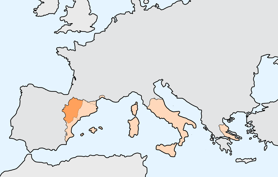mapa Korony Domu Aragonii