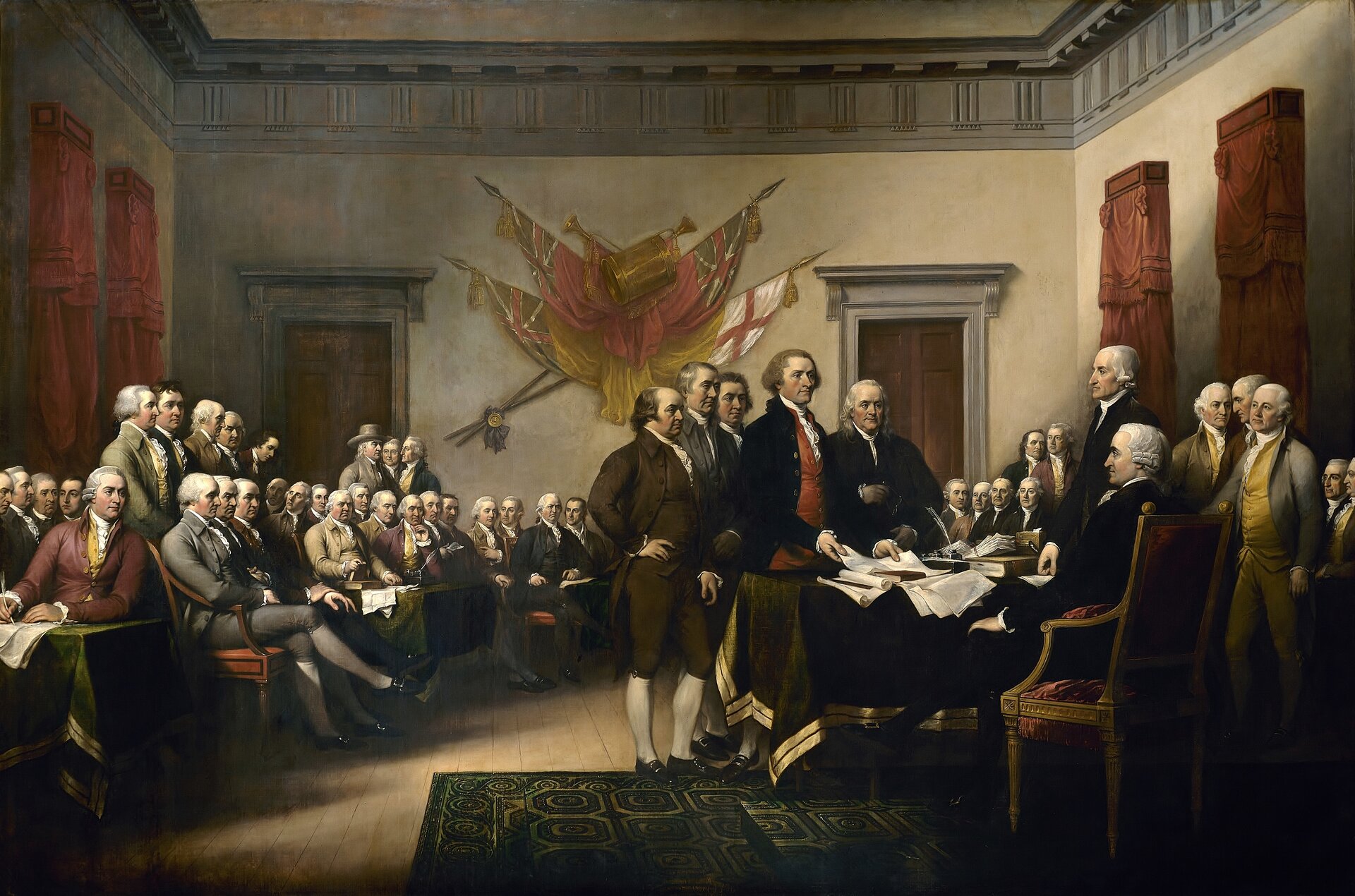 Deklaracja Niepodległości Źródło: John Trumbull, Deklaracja Niepodległości, 1819, United States Capitol , domena publiczna.