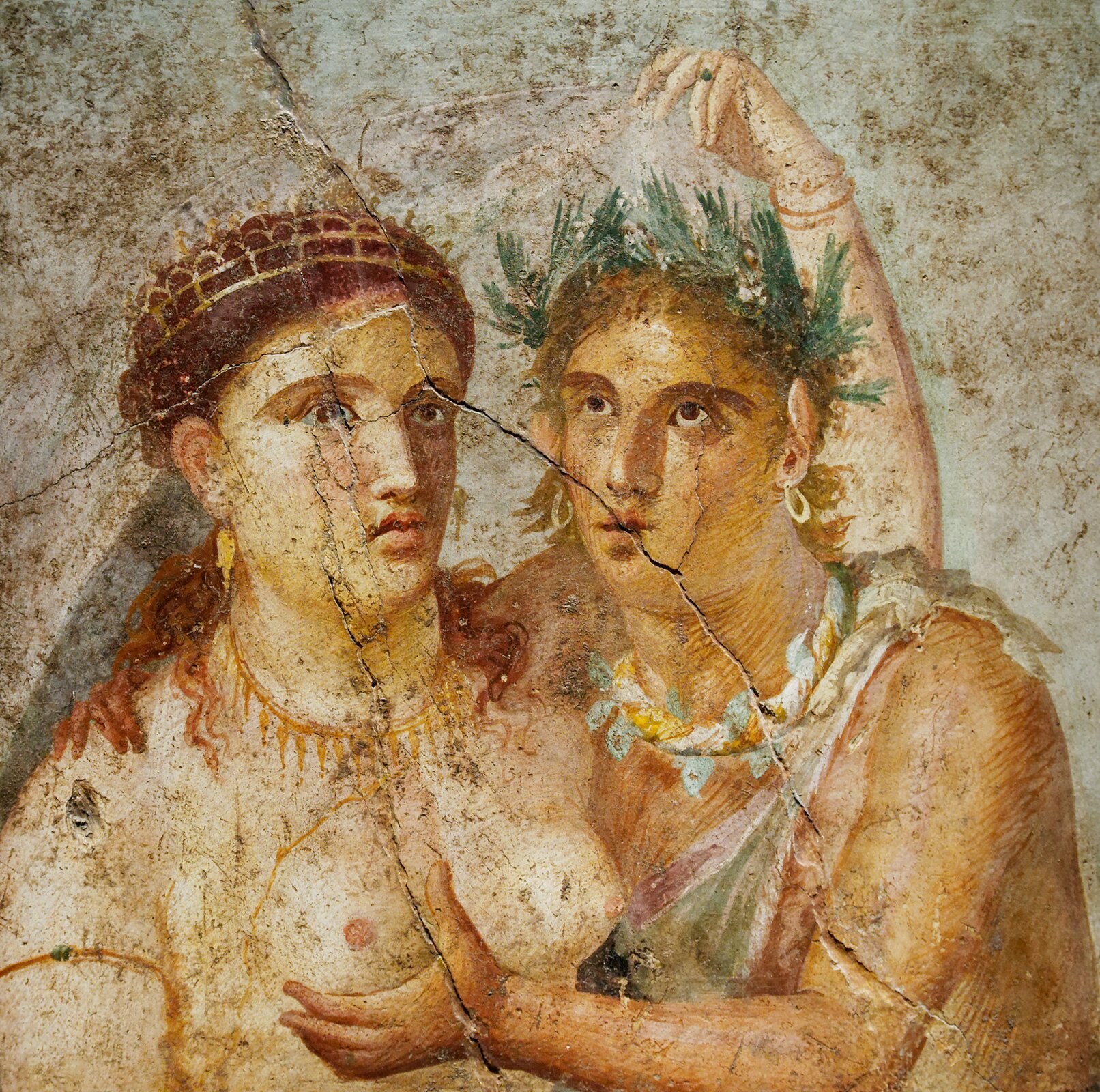Jeden z pompejańskich fresków Jeden z pompejańskich fresków Źródło: Marie-Lan Nguyen, Naples National Archaeological Museum, domena publiczna.