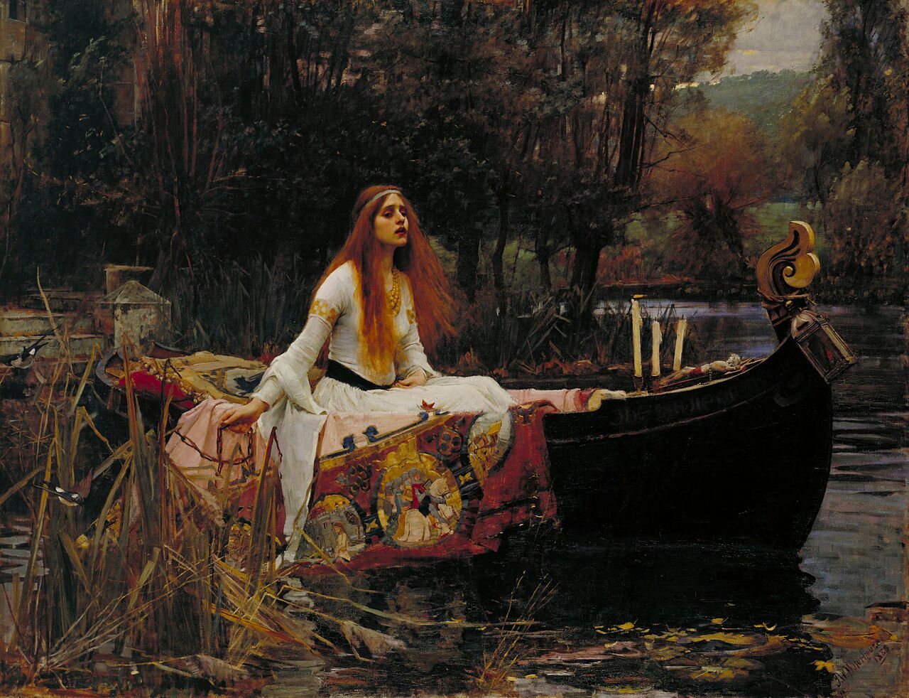 Lady Shalott Źródło: John William Waterhouse, Lady Shalott, 1888, olej na płótnie, Tate Britain, domena publiczna.