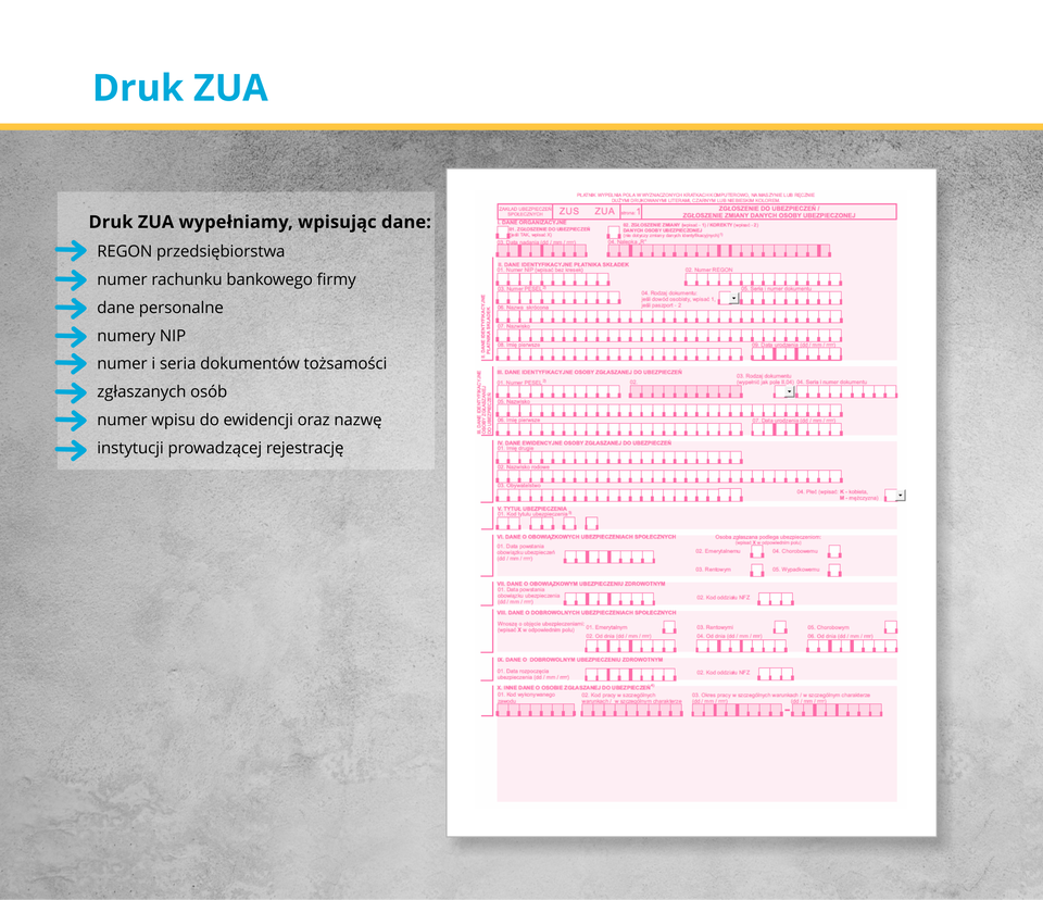 Ilustracja przedstawia druk ZUA