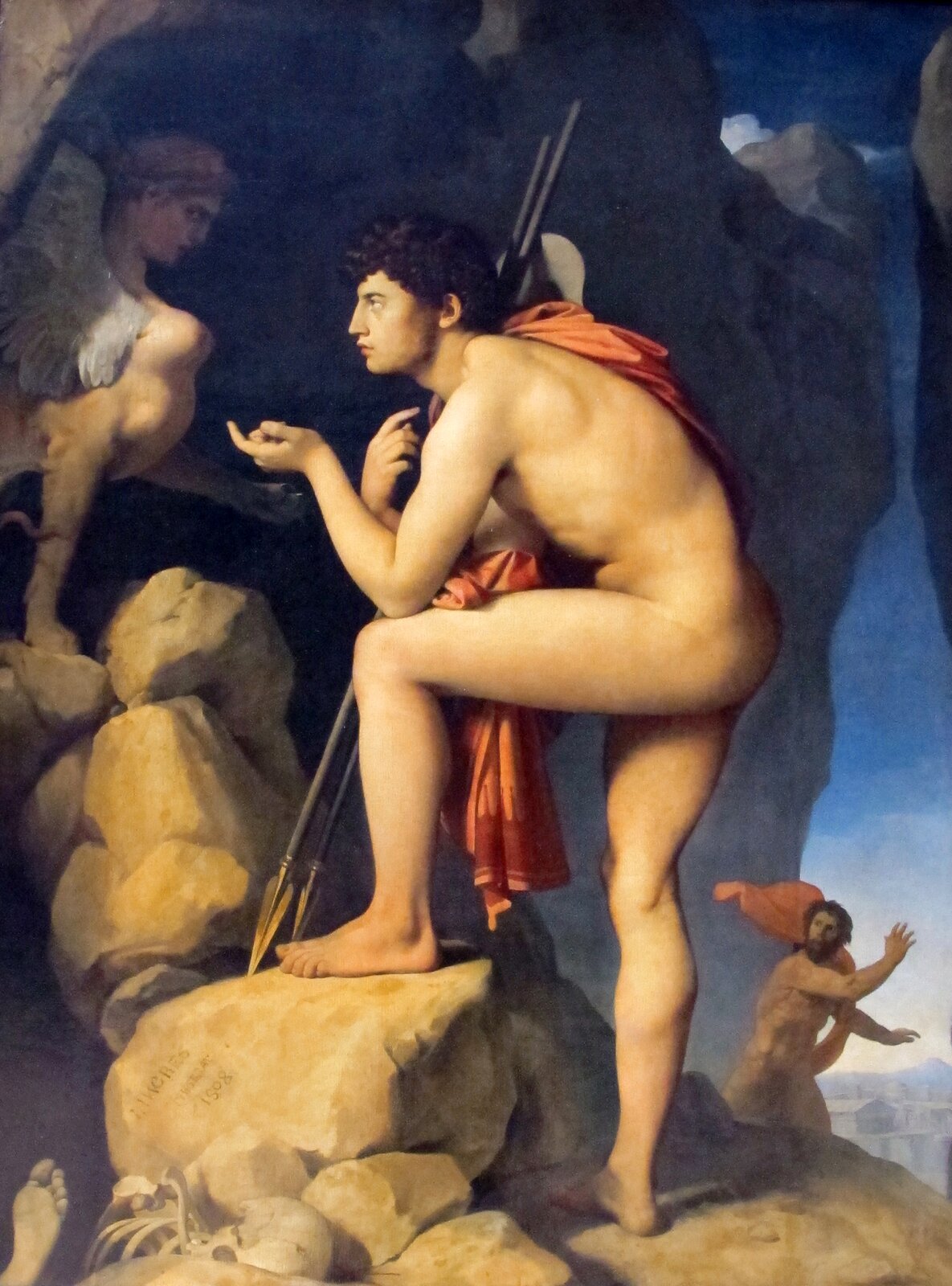 Edyp i Sfinks Źródło: Jean A. Ingres, Edyp i Sfinks, 1808, licencja: CC BY-SA 3.0.