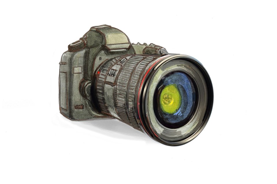 Ilustracja przedstawiajaca aparat fotograficzny