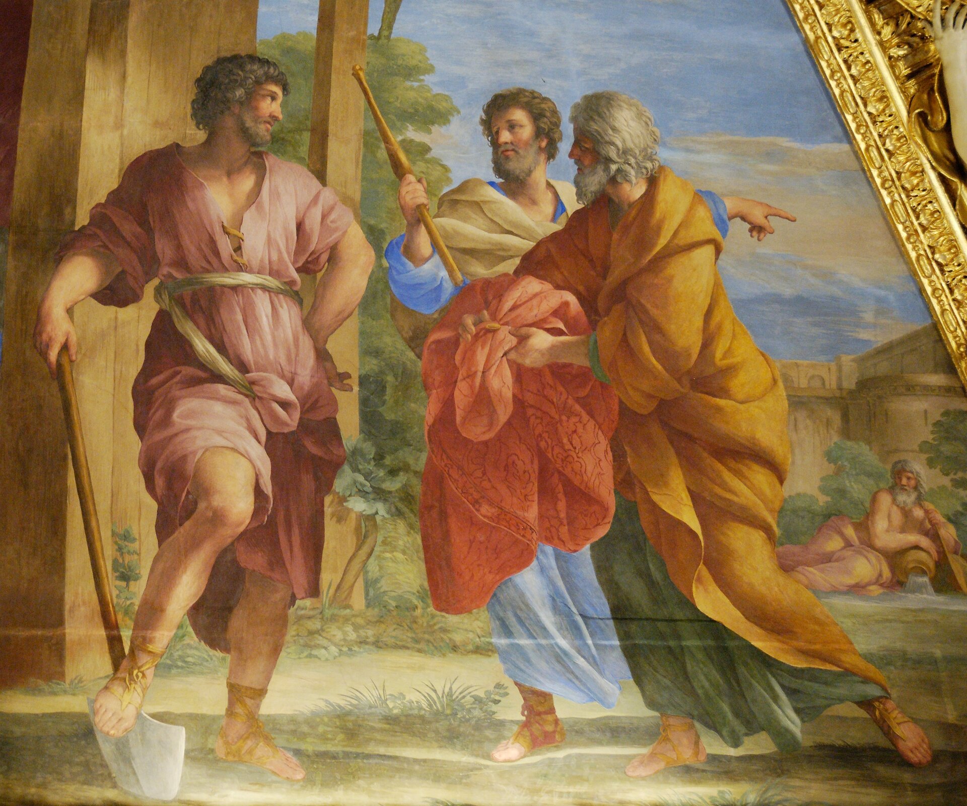 Cincinnatus wybrany na dyktatora Fresk przedstawiający Cyncynata, któremu przyniesiono togę, aby godnie się przebrał, nim przekazana zostanie mu informacja o wyborze na dyktatora. Źródło: Giovanni Francesco Romanelli, Cincinnatus wybrany na dyktatora, 1655-1658, fresk, Luwr, licencja: CC BY 2.5.