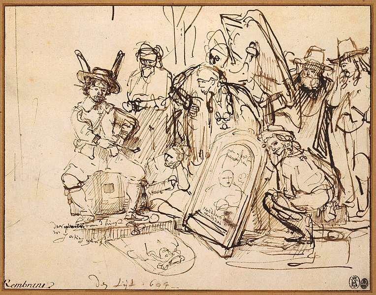 Ilustracja przedstawiająca dwoje ludzi siedzących w pięknym XVIII wiecznym salonie przy kominku. Wokół nich panuje bałagan poprzewracane krzesła, śmieci na dywanie. Przed nimi wystraszony służący. Są to ludzie zamożni, salon jest bardzo elegancki i wytworny. Na ścianach znajduje się wiele ozdób, obrazów. Nad kominkiem znajdują się cenne pamiątki. W prawym dolnym rogu obrazu obok mężczyzny znajduje się mały wesoły, kudłaty piesek.